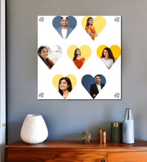7 Heart Shape Photo Collage Acrylic Wall Photo For Gifting | Acrylic 7 Photo Collage Design